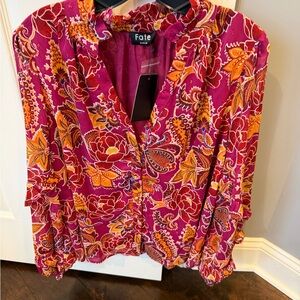 NWT Fate Women's Floral Blouse in Pink and Orange
